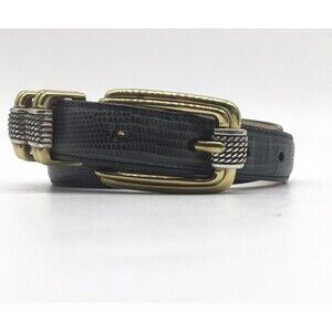 Vintage Brighton Belt Size Small 4B614 4B603 Black Snake With Gold Silver Buckle